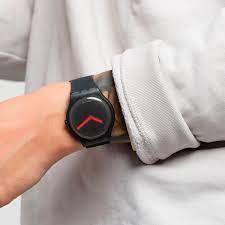 Swatch-Blk Blur Black Unisex Rubber Watch-SUOB183
