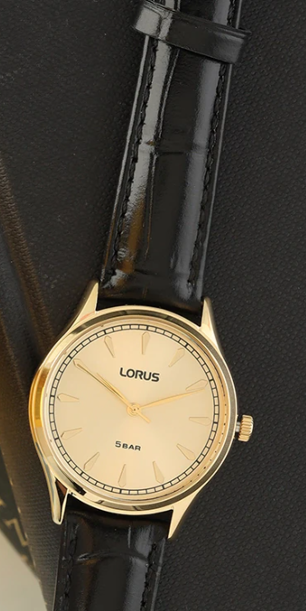 Lorus - Women Black Leather Strap Watch - RG298YX9