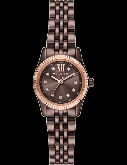 Michael Kors Lexington Womens Brown Stainless Steel Strap Watch-MK4844
