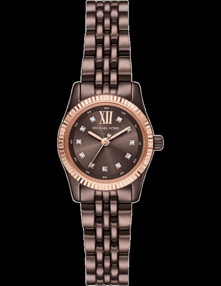 Michael Kors Lexington Womens Brown Stainless Steel Strap Watch-MK4844