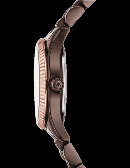 Michael Kors Lexington Womens Brown Stainless Steel Strap Watch-MK4844