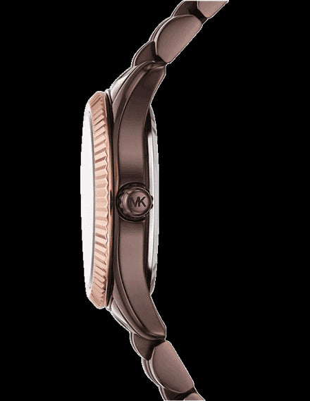 Michael Kors Lexington Womens Brown Stainless Steel Strap Watch-MK4844