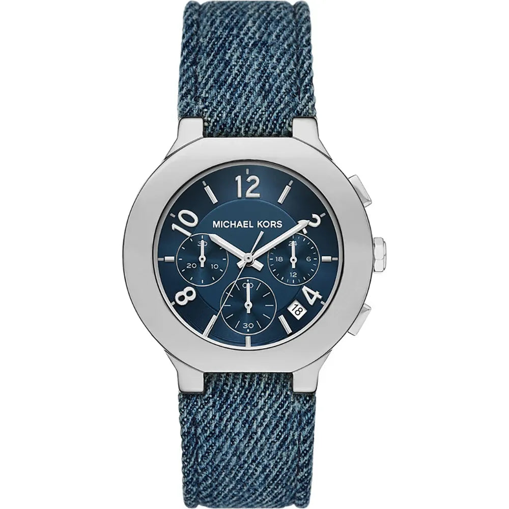 Michael Kors Gramercy Womens Blue Denim Strap Watch-MK7524