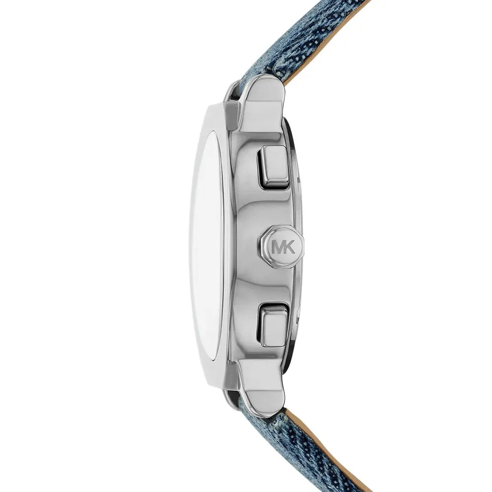 Michael Kors Gramercy Womens Blue Denim Strap Watch-MK7524