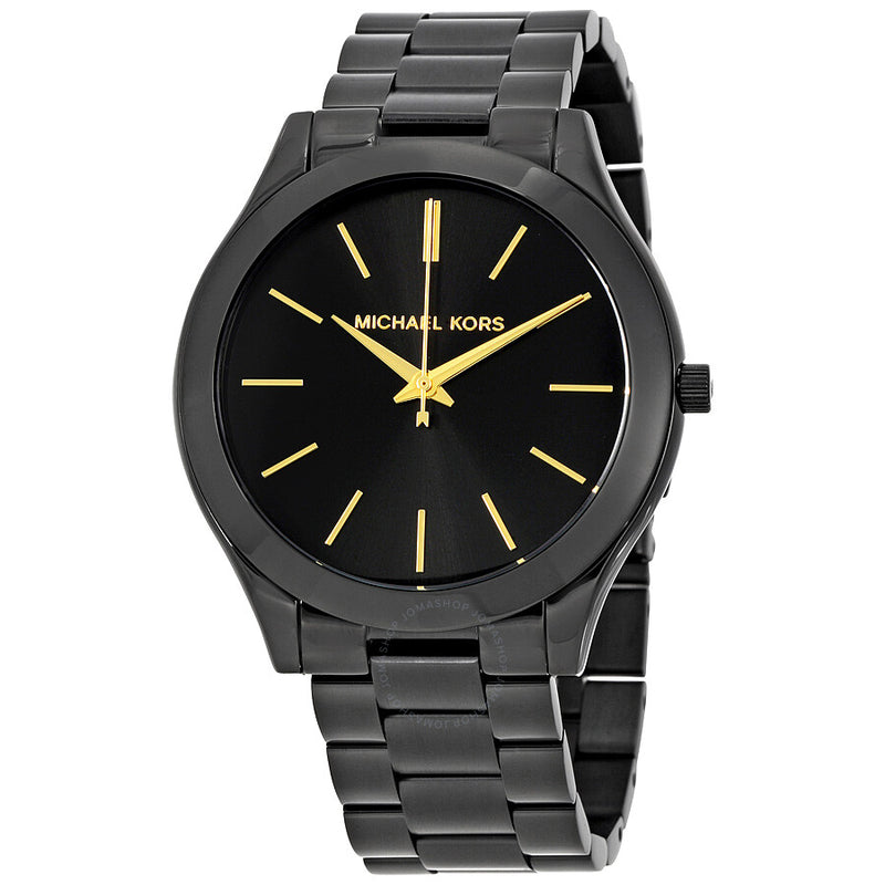 Michael Kors Slim Runway Black Stainless Steel Women Watch-MK3221