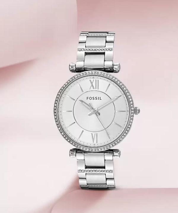 Fossil Carlie Silver Stainless Steel Women Watch-ES4341