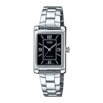 Casio Womens Black Analogue Metal Strap Watch -