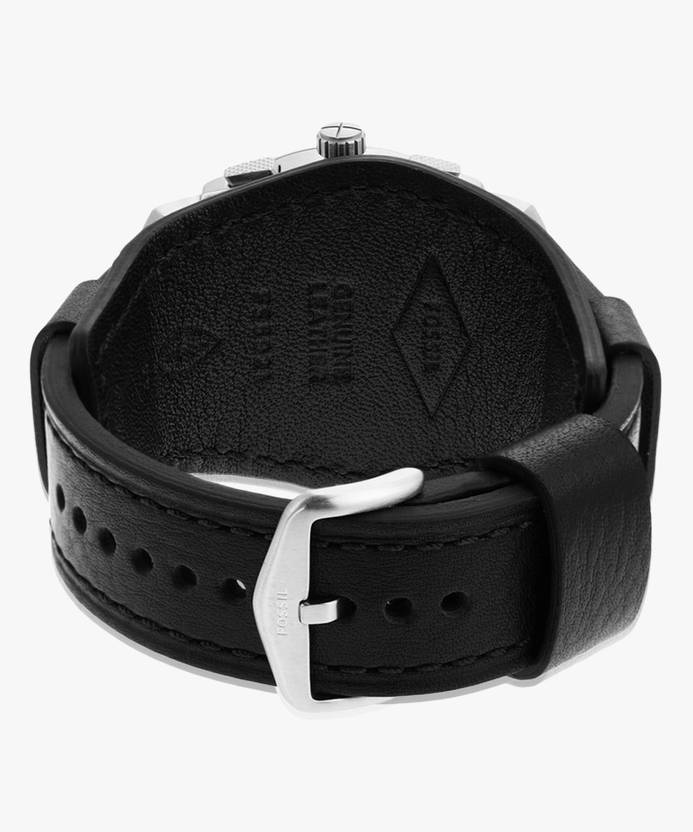 Fossil Machine Mens Black Leather Watch - FS5921