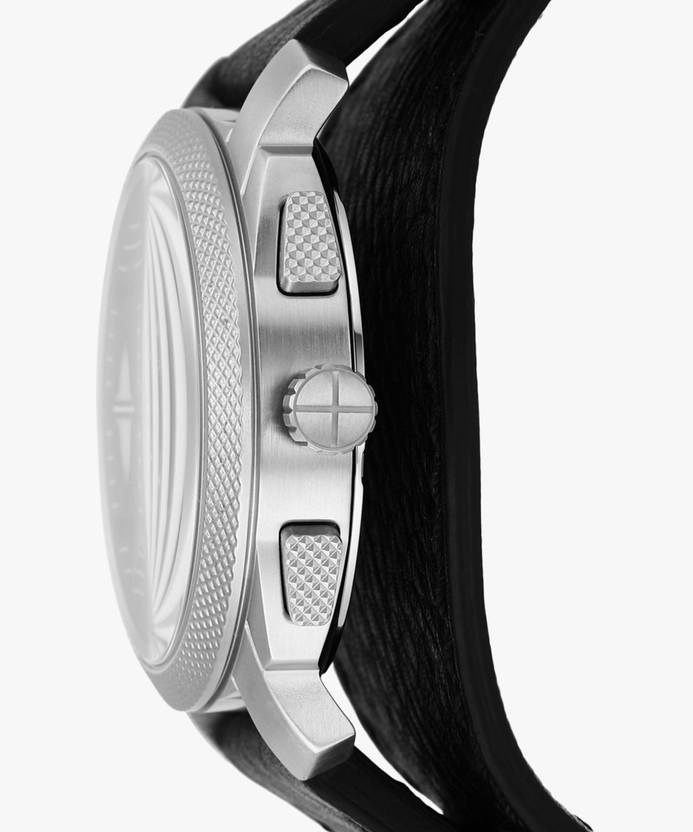 Fossil Machine Mens Black Leather Watch - FS5921