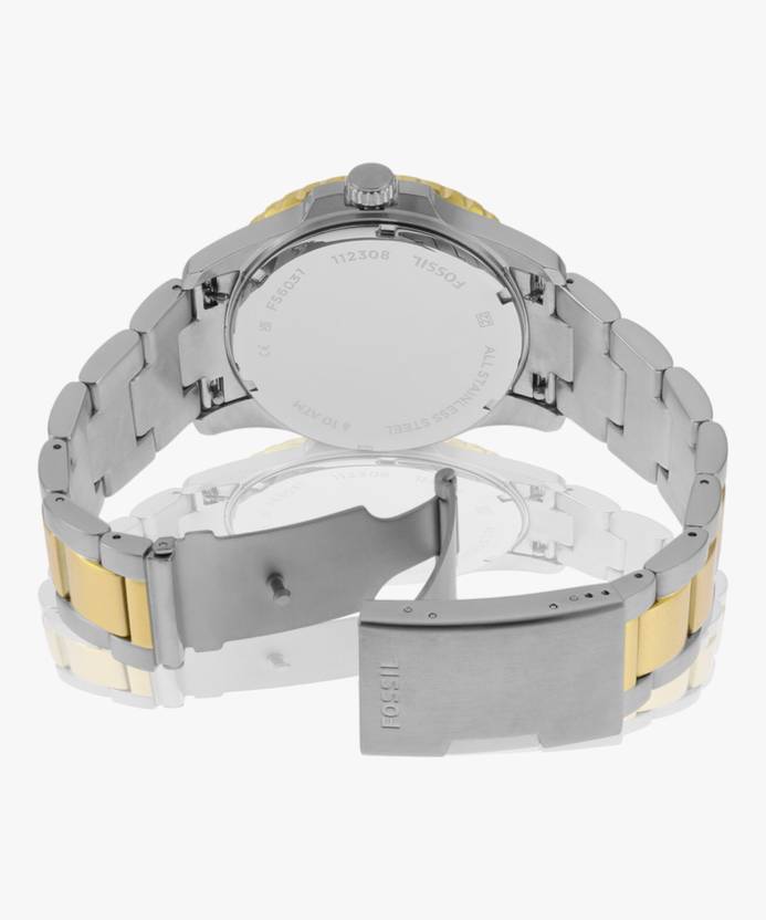 Fossil Men's Blue Dive Silver Stainless Steel Watch - FS6031