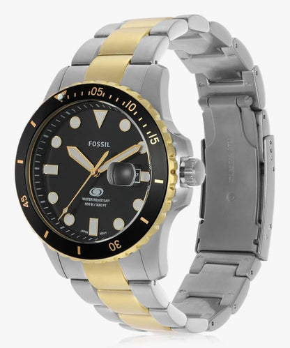 Fossil Men's Blue Dive Silver Stainless Steel Watch - FS6031