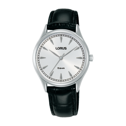 Lorus - Women Black Leather Strap Watch - RG297YX9