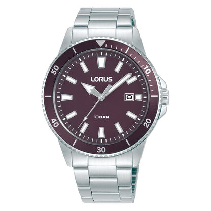 Lorus Mens Silver Stainless Steel Watch-RH905SX9