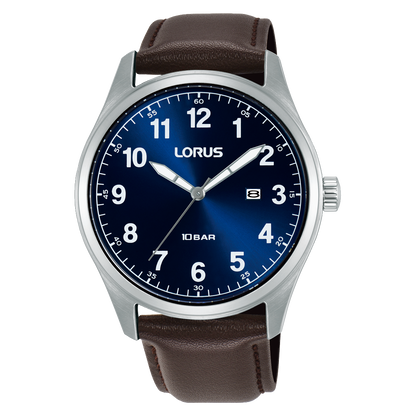 Lorus - Men Brown Leather Strap Watch - RH977SX9