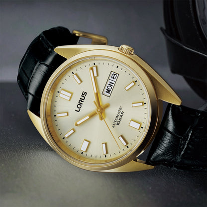 Lorus - Men Black Leather Strap Watch - RL436CX9G