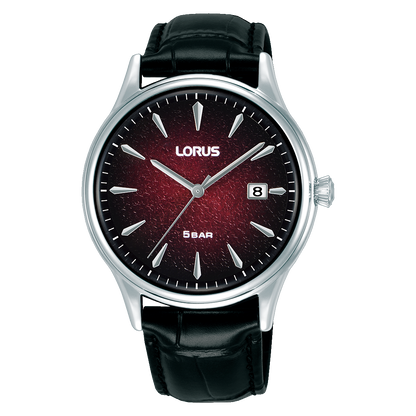Lorus - Men Black Leather Strap Watch - RS901EX9