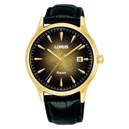 Lorus Mens Black Leather Watch-RS902EX9