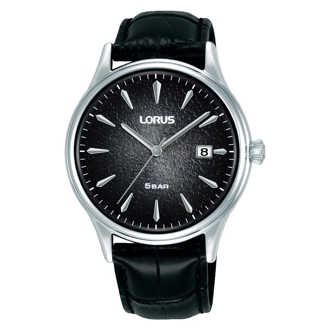 Lorus Mens Black Leather Watch-RS993DX9