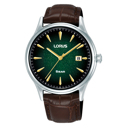 Lorus - Men Brown Leather Strap Watch - RS997DX9