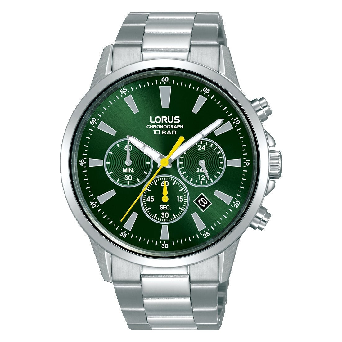 Lorus Mens Sports Chronograph Silver Stainless Steel Watch-RT313LX9