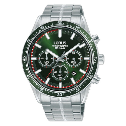 Lorus Mens Silver Sports Chronograph Stainless Steel Watch-RT349LX9