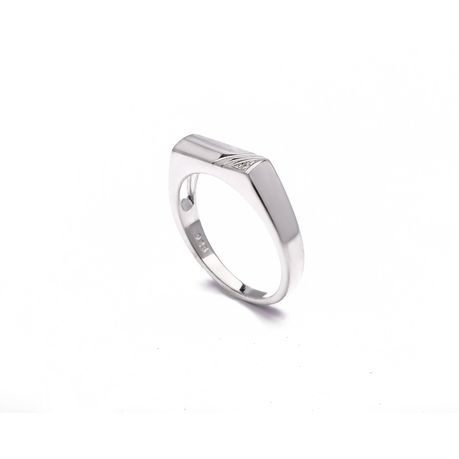 Broadway Jewellers-925 Sterling Silver- Gents CZ Signet Ring 12