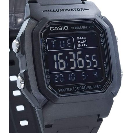 Casio W-800H-1BVDF-10-Year Battery-100M WR-Date Display-Digital Black Watch