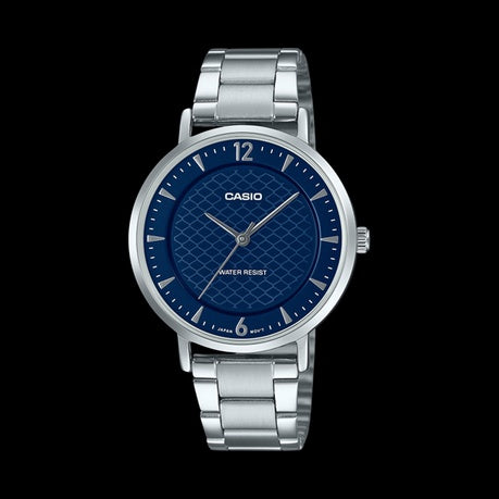 Casio LTP-VT04D-2ADF-Navy Blue Patterned Dial-Slim S/Steel-Minimalist