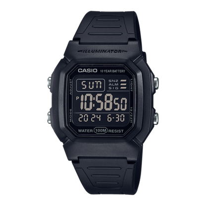 Casio W-800H-1BVDF-10-Year Battery-100M WR-Date Display-Digital Black Watch
