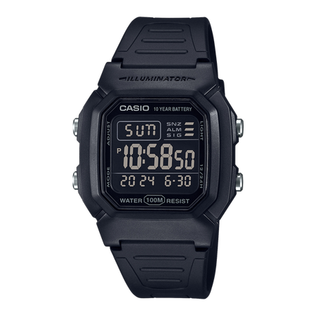 Casio W-800H-1BVDF-10-Year Battery-100M WR-Date Display-Digital Black Watch