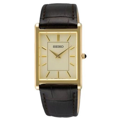 Seiko SWR106P1 Men's' Classic - Gold Tone and Black leather strap