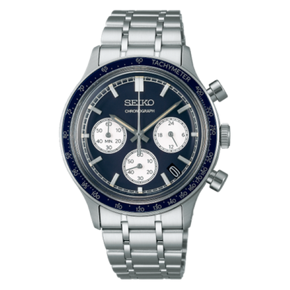 Seiko Men's Sport Chronograph SSB477P1 - Stainless Steel & Blue Dial