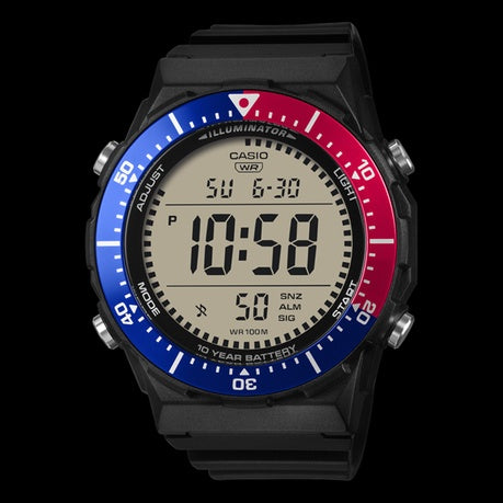 Casio AE-1700H-1A2VDF Digital Tactical Watch- "Pepsi" Timer Bezel-10 Yr Bat