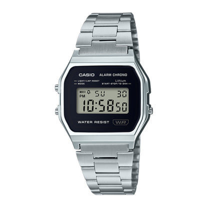Casio A158WEA-1DF Retro Digital Watch -Stainless Steel Band -Silver&Black