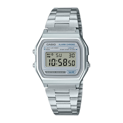 Casio A158WEA-7DF Retro Digital Watch -Silver Dial- Stainless Steel Band