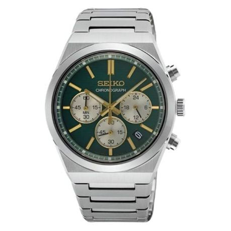 Seiko Sport Chronograph SSB461P1-Sapphire Crystal-Silver, Green & Gold Dial SSB461P1
