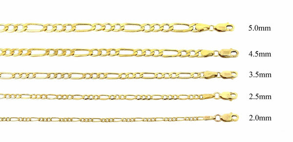 9ct Yellow Gold - Figaro 1+1 Link Chain - Unisex