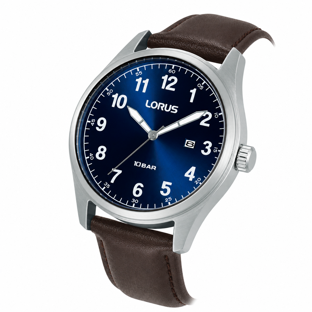 Lorus - Men Brown Leather Strap Watch - RH977SX9