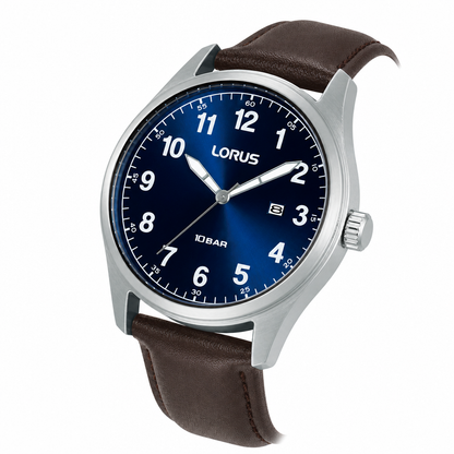 Lorus - Men Brown Leather Strap Watch - RH977SX9
