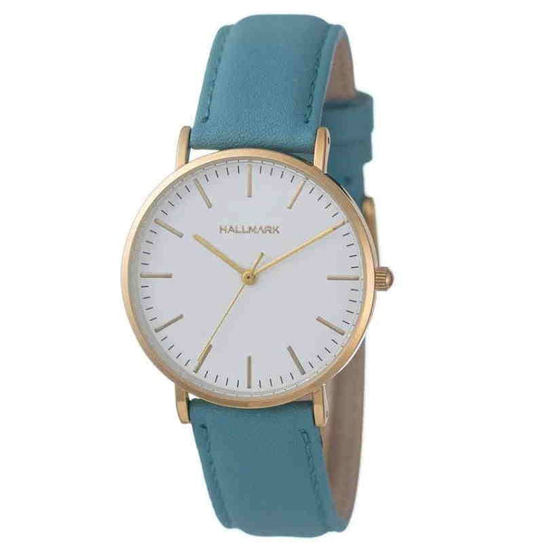 Hallmark Ladies Leather Teal Strap Watch-HL2057G