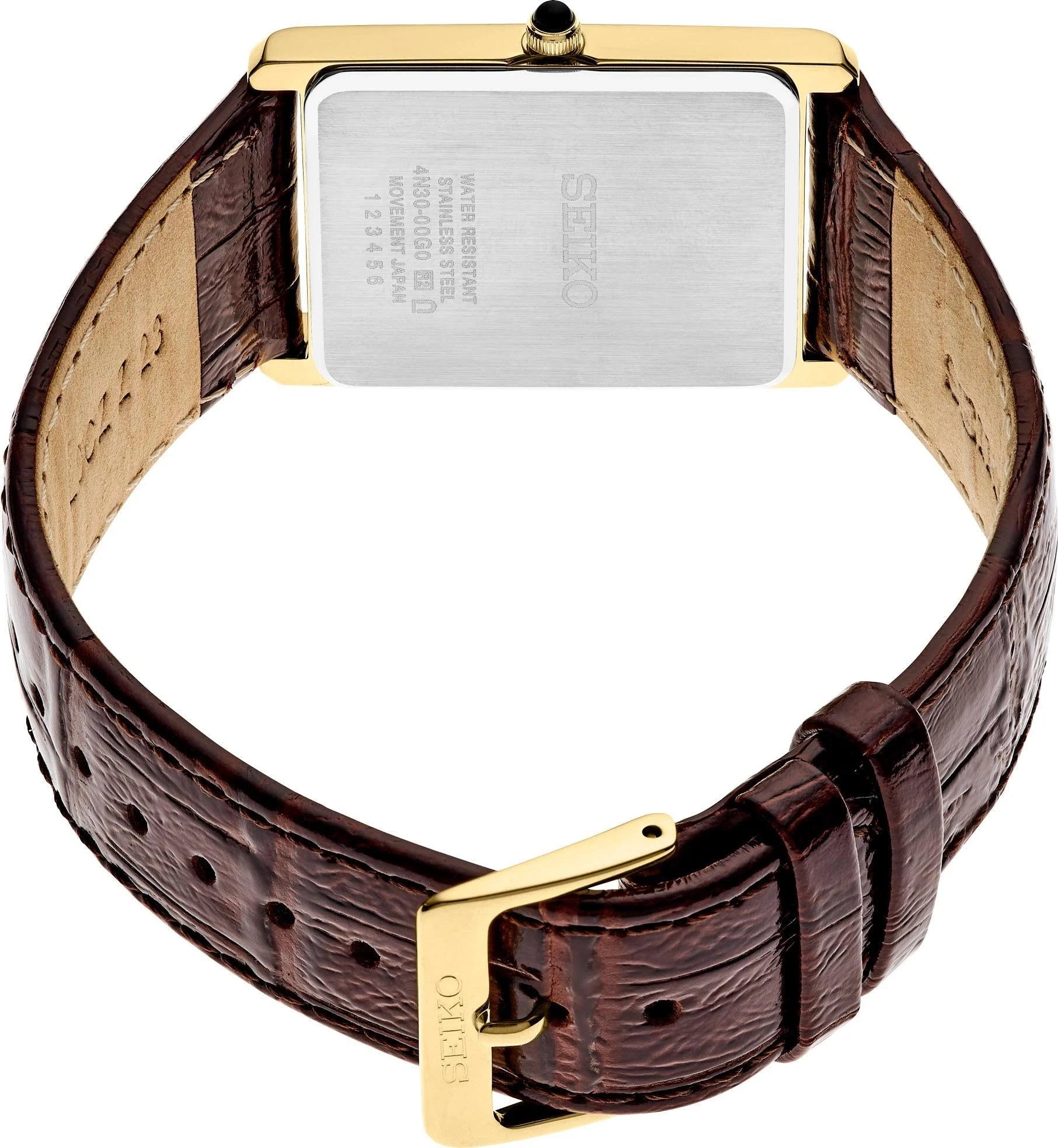 Seiko SWR106P1 Men's' Classic - Gold Tone and Black leather strap