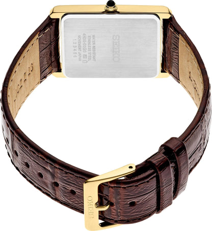 Seiko SWR106P1 Men's' Classic - Gold Tone and Black leather strap