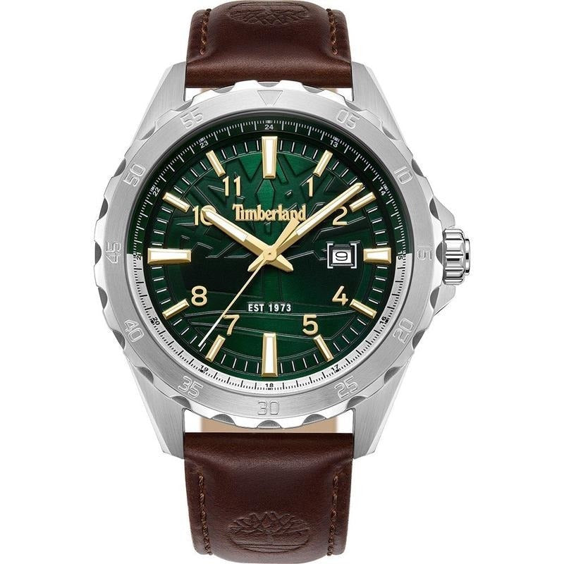 Timberland Day Pond Mens Brown Leather Watch-TDWGB0055801