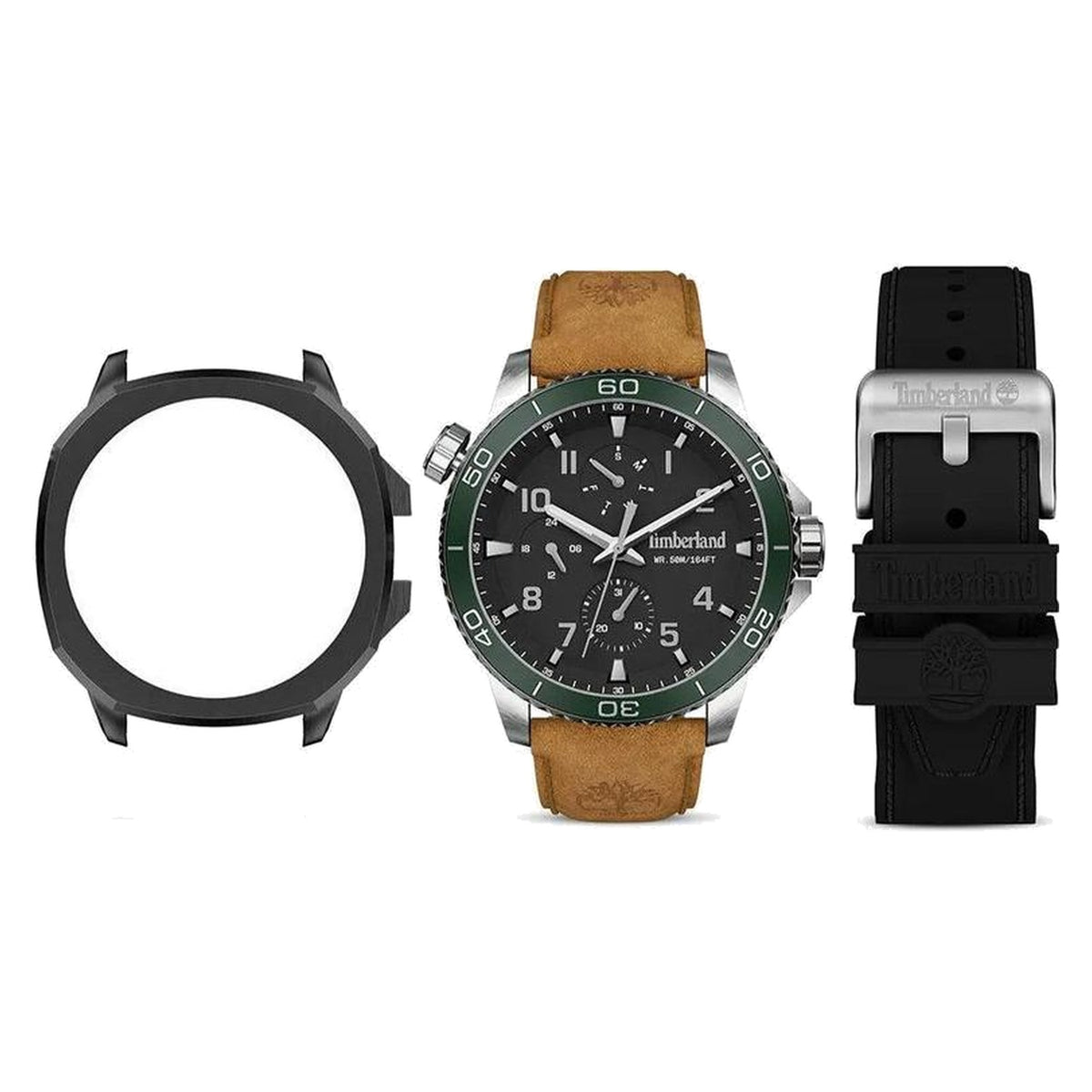 Timberland Oxabian Mens Brown Leather Strap Watch-TDWGF00838X1