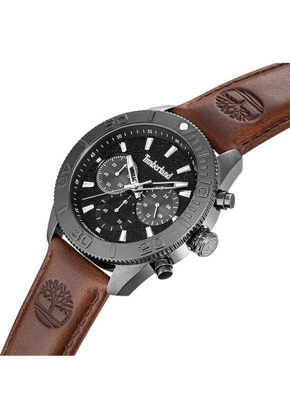 Timberland Carrigan Mens Brown Leather Strap Watch-TDWGQ00942X0
