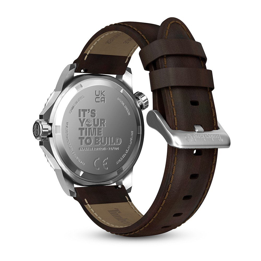 Timberland Oxabian Mens Brown Leather Strap Watch-TDWGF00838X0