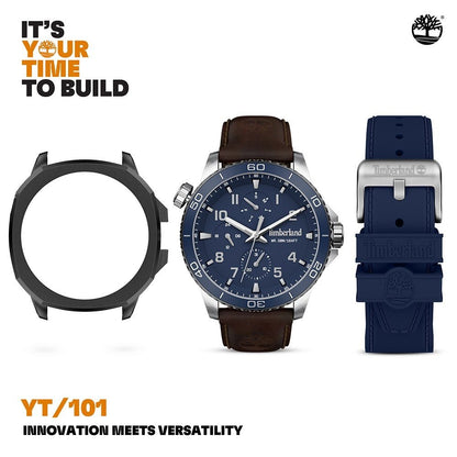 Timberland Oxabian Mens Brown Leather Strap Watch-TDWGF00838X0