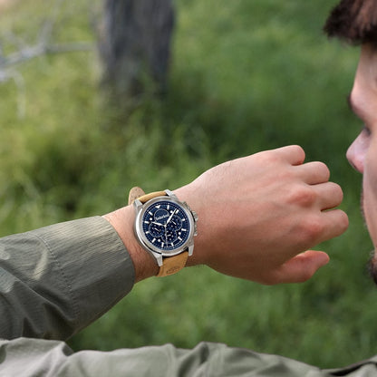 Timberland Fast Strike Mens Brown Leather Strap Watch-TDWGF0095502