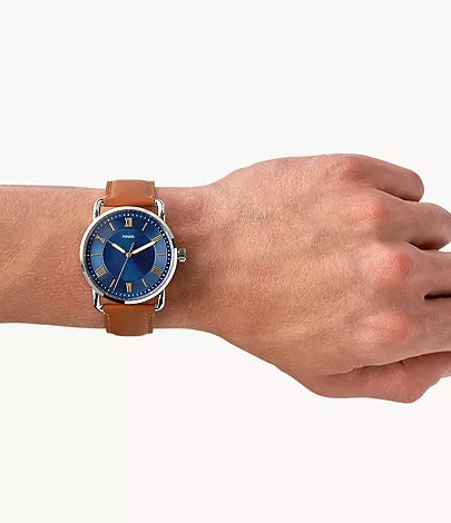 Fossil Copeland 42mm Three-Hand Luggage Leather Watch-FS5661