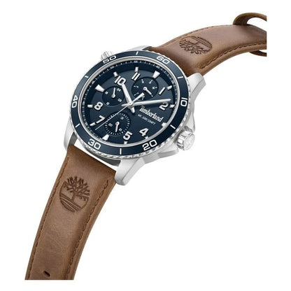 Timberland Oxabian Mens Brown Leather Strap Watch-TDWGF00838X0